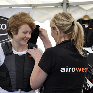 Alice collecting her Prize of a  - Bespoke Airowear Carriage Driving Body Protector for the lowest Novice marathon score 