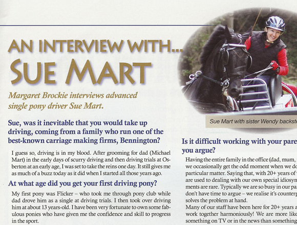 Carriage Driving Interview with Sue Mart - June 2009